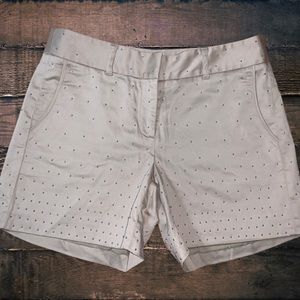 White House Black Market Taupe Satin Beaded Shorts